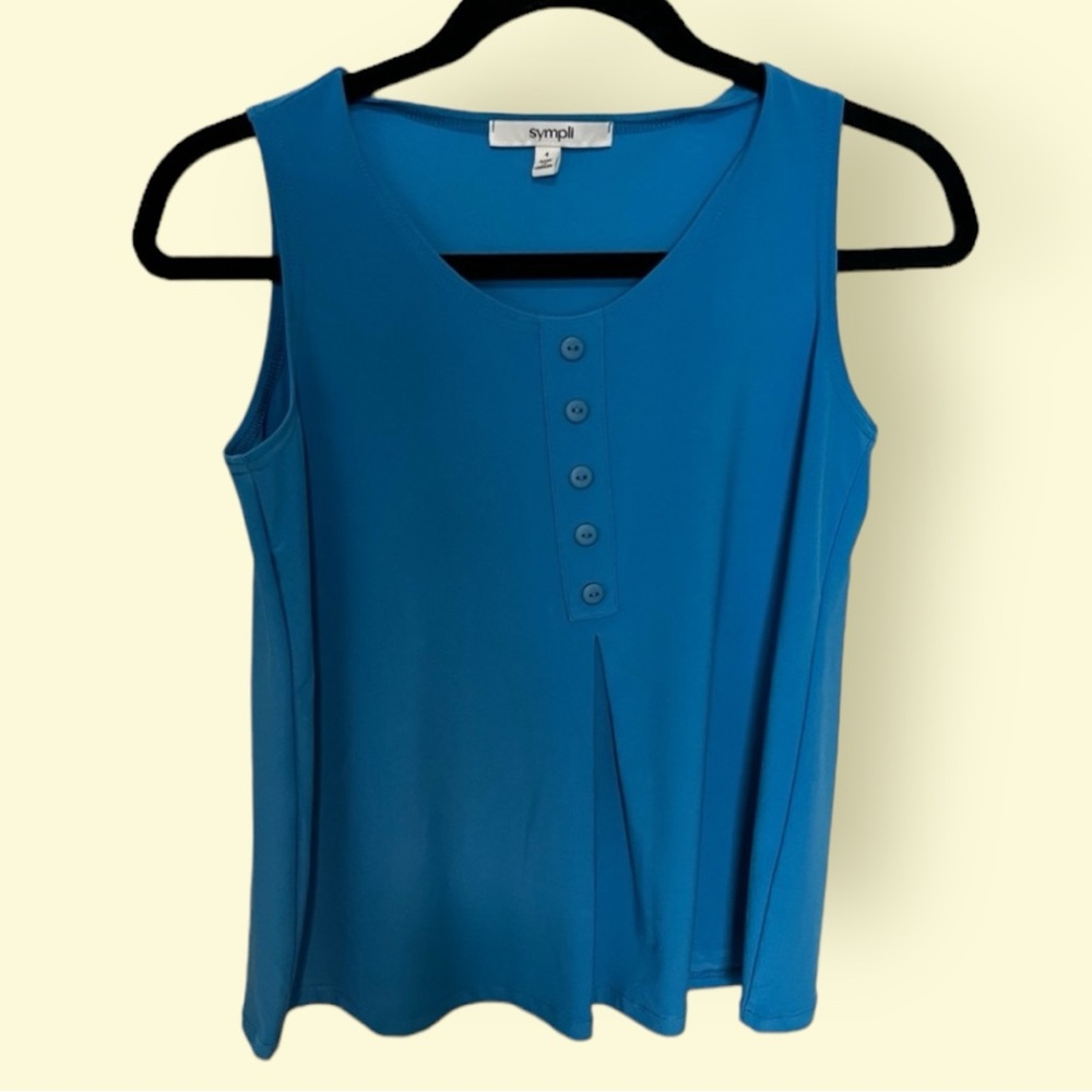 Sympli tank blouse sleeveless blue summer warm weather size 4 vacay vacation
